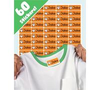 LabelTiger® Personalised Name Labels for Clothes & Items, 60 Washable Stick On Name Tags for Clothes, Shoes, Lunch Boxes, Stationery & All Items at School, Nursery, Day Care - Orange
