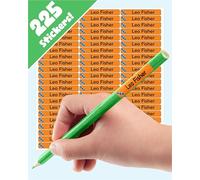 LabelTiger® Personalised Small Name Labels for School Supplies - (225 Pieces) - Self-Adhesive, No-Iron, Waterproof Tags for All Ages - Ideal for Pens, Pencils, Markers & Stationery - Orange