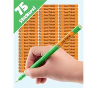 LabelTiger® Personalised Small Name Labels for School Supplies - (75 Pieces) - Self-Adhesive, No-Iron, Waterproof Tags for All Ages - Ideal for Pens, Pencils, Markers & Stationery - Orange