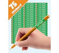 LabelTiger® Personalised Small Name Labels for School Supplies - (75 Pieces) - Self-Adhesive, No-Iron, Waterproof Tags for All Ages - Ideal for Pens, Pencils, Markers & Stationery - Green