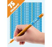 LabelTiger® Personalised Small Name Labels for School Supplies - (75 Pieces) - Self-Adhesive, No-Iron, Waterproof Tags for All Ages - Ideal for Pens, Pencils, Markers & Stationery - Blue