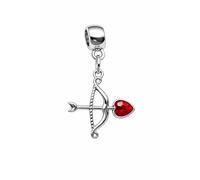 LaBenie Dangle Cupid's Bow and Arrow with Red Crystal Charm Bead