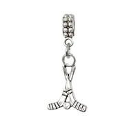 LaBenie Dangle Hockey Sticks and Puck Charm Bead, Alloy, No Gemstone