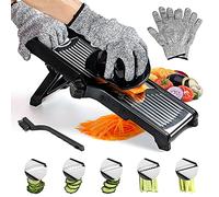Labeol Adjustable Mandolin Slicer Professional 3 in 1 Stainless Steel Food Slicer Multi Functional Vegetable Chopper Vegetable Potato Onion Cheese Julienne Slicer with Safety Gloves
