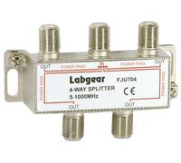 TV Aerial Splitter Labgear UHF 4-way Signal Splitter with 7.4 dB Loss, F-Type DC Pass All Ports, Operating Frequency of 5-1000MHZ