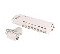 Labgear, LDL208RLP 8 Way UHF/VHF Line Powered Distribution Amplifier with IR Bypass, 9V IR Eye Power, 12V PSU Included, TV Aerial Booster, White