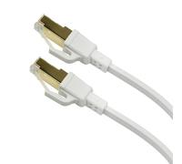 Labgear RJ45 CAT 8 Ethernet Patch Lead 2m, High Speed 40Gbps Shielded Flat Network Cable, S/FTP RJ45 Connectors Gold Plated, LSZH White