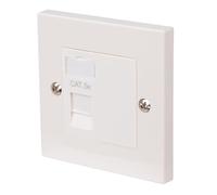 Labgear Single Socket CAT5e RJ45 Flush Faceplate, 1-Gang Wall Socket - White with Colour-Matched Inserts 86x86mm