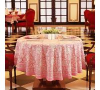 Labhanshi Pink Block Print Round Table Cloth|Indian Round Floral Cotton Table Cover 60 Inch 4-Seater Thanksgiving Kitchen Dining Tablecloth|Patio Table Cover for Event Wedding Banquet Parties