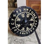 Labic Medieval Vikings Handmade 60cm Full Size Wood & Mild Steel Shield Warrior Armor Battle Ready Round Design Armor Templar Shield