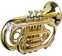 LABLADUO Bass Trumpets, Professional mini trumpet B-flat Palm Trumpet Pocket Trumpet Mini Trumpet Three-key Small Trumpet Three-tone Trumpet