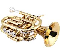 LABLADUO Bass Trumpets, Professional mini trumpet Professional Pocket Size Portable Trumpet B Flat Travel Cornet Brass For Beginners