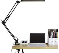 LABLADUO LED Desk Lamp, Desk Lamps， LED Desk Lamp with Clamp Long Arm Table Lamp Eye-Caring Dimmable 3 Colors Adjustable Desk Light with 10 Brightness Level