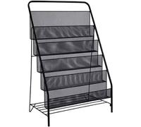 LABLADUO Magazine Holder, Newspaper Display Rack Creative Newspaper Rack Office Foldable Storage Shelf Iron Magazine Rack Floor-Standing Brochure Display Stand Simple Bookshelf for Livin