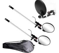 LABLADUO Telescoping Inspection Mirror, 2Pack Telescopic Inspection Mirror Acrylic Round Security Mirror,with 1Foot Wheel and Led Light,Rod Length from 64.5cm to 112.5cm