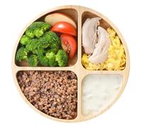 laboos Round Dish Healthy Separation Plate, Cereals, Cegetables, Protein, Keep Health Ratio Per Meal, Lunch Plate, Dinner Dish (Round Dish)