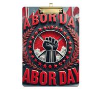 Labor Day Fist Red and Black Acrylic Meeting clipboard Standard Letter A4 Size Plastic for Homework Pediatric Gold 12x9in Tabla para escribir con Clip