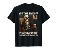 Labor Day Hard Working Skeleton Spooky Halloween Blue Collar T-Shirt