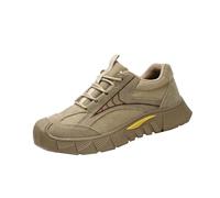Labor Protection Shoes for Men All Season Anti Smashing Anti Puncture Breathable Steel Toe Construction Shoes (Khaki,8)