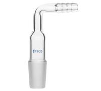 Laboratory Borosilicate Glass Bent Inlet Adapter Lab Glassware 90 Degree Bent Inlet Adapter with 9 mm Hose Connection (19/26)