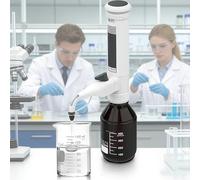 Laboratory Bottle Dispenser, 0.5-60ml Capacity, Double Valve Design, Gear Adjustment, Includes 5 Thread Adapters, Scale Display for Scientific Research