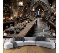 Laboratory Bottle Wallpaper - Retro Realistic Wall Mural for TV and Sofa Background, Non-Woven Art Print Decoration Brown Wallpaper, for Living Room Bathroom Hallway, 200 x 140 cm