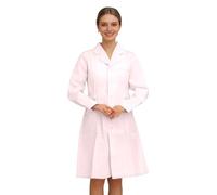 Laboratory Coat, Women's Plain Laboratory Coat, Cotton Doctor's Coat, Chemistry Coat, Lapel Collar, Doctor's Coat, Long Sleeve Protective Clothing with Buttons and Pockets, Work Coat, Medical Jacket