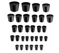 Laboratory Grade Rubber Stoppers, 30 Pieces Assorted Tapered Bungs Set, 11 Different Sizes from 000# to 8#, Solid Black Lab Supplies