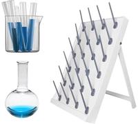 Laboratory PP Drip Rack, Laboratory Drying Rack, 35° Angle Quick Drainage, Removable Design, With Support Rack, 12/20/24 Three Specifications, Nail Spacing 95mm(24)