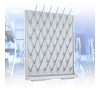 Laboratory PP Drip Rack, Test Tube Beaker Drying Rack, 35° Angle to Quickly Drain Water, Detachable Design, with Drain Pipe, 27/52 Pieces,B-White