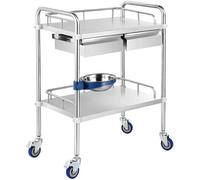 Laboratory Trolley with Storage Shelves and Castors for Dental Salons, Research Centers, and Hospitals