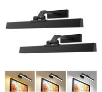 LABOREDUCER 40cm Rechargeable Picture Lights for Wall 2 Pack,5000mAh Battery Operated Picture Lights with Remote,Wireless LED Dartboard Frame Gallery Display Art