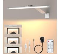 LABOREDUCER Picture Lights for Wall Plug in or Hardwired,3000K Warm White Dart Board Lights with Remote, Silver LED Art Light Dimmbare mit Timer for Dartboard