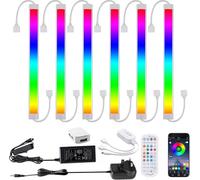LABOREDUCER Under Cabinet Kitchen Lights, 6 Pack RGBWW 10 Level Brightness | Plug in or Hardwired, Linkable, Remote and APP Control, 24V LED Closet Lights for Kitchen Closet Shelf Stairs