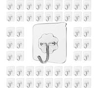 LABOTA 50 Pcs Self Adhesive Heavy Duty 10 KG/22 LB(Max) Wall Door Sticky Hooks, Stainless Hooks, for Bathroom Kitchen