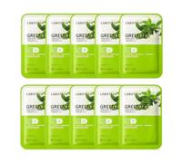 LABOTICA Green Tea Skin Soft Mask - Natural Fermented Facial Sheet for Acne Control, Sebum Regulation, and Redness Relief - Harmonizing Skincare for Oil/Moisture Balance (10 Sheets)