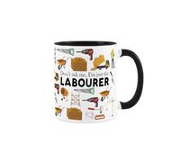 Labourer Mug - Humorous Tradesmen & Labour Workers Themed Novelty Gifts - Tea/Coffee Hot Drinks Black Ceramic Cup Present