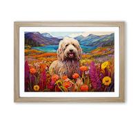 Labradoodle Colour Field Framed Print | A2 Oak Framed Wall Art | Ready to Hang | Modern Nature Picture | Living Room Bedroom Lounge Office