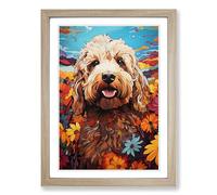 Labradoodle Colour Field Framed Print | A2 Oak Framed Wall Art | Ready to Hang | Modern Nature Picture | Living Room Bedroom Lounge Office