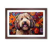Labradoodle Colour Field No.2 Framed Print | A2 Walnut Framed Wall Art | Ready to Hang | Modern Nature Picture | Living Room Bedroom Lounge Office