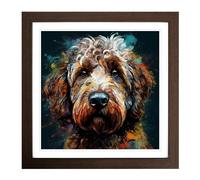 Labradoodle Conceptual Art No.2 Framed Print | 18x18 Inch Walnut Framed Wall Art | Ready to Hang | Modern Nature Picture | Living Room Bedroom Lounge Office