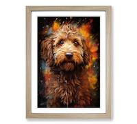 Labradoodle Conceptual Framed Print | A2 Oak Framed Wall Art | Ready to Hang | Modern Nature Picture | Living Room Bedroom Lounge Office