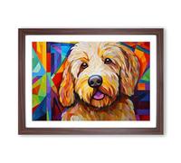 Labradoodle Cubism Framed Print | A2 Walnut Framed Wall Art | Ready to Hang | Cubist Nature Picture | Living Room Bedroom Lounge Office