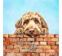 Labradoodle Dog Art Square Fathers Day Card - Dad Gift Father From Daughter Son Daddy Grandad Grandpa Animal Cute Illustrated Wildlife Premium Quality Blank Inside Envelope