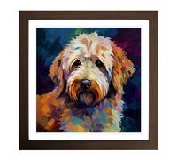 Labradoodle Fauvism No.1 Framed Print | 18x18 Inch Walnut Framed Wall Art | Ready to Hang | Modern Nature Picture | Living Room Bedroom Lounge Office