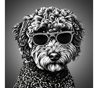 Labradoodle Funny Black and White Art Blank Card (Spexy Beasts) - Greeting Gift Idea Special Occasion Inside With Envelope Premium Unique Design Humour Joke Cheeky Sarcastic