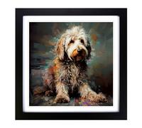 Labradoodle Glitch Art Framed Print | 18x18 Inch Black Framed Wall Art | Ready to Hang | Eclectic Historical Picture | Living Room Bedroom Lounge Office