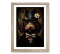 Labradoodle Gothic Framed Print | A2 Oak Framed Wall Art | Ready to Hang | Modern Nature Picture | Living Room Bedroom Lounge Office