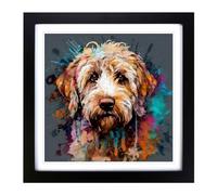 Labradoodle Graphic Art Framed Print | 18x18 Inch Black Framed Wall Art | Ready to Hang | Modern Nature Picture | Living Room Bedroom Lounge Office