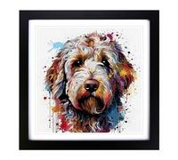 Labradoodle Graphic Art No.1 Framed Print | 18x18 Inch Black Framed Wall Art | Ready to Hang | Modern Nature Picture | Living Room Bedroom Lounge Office
